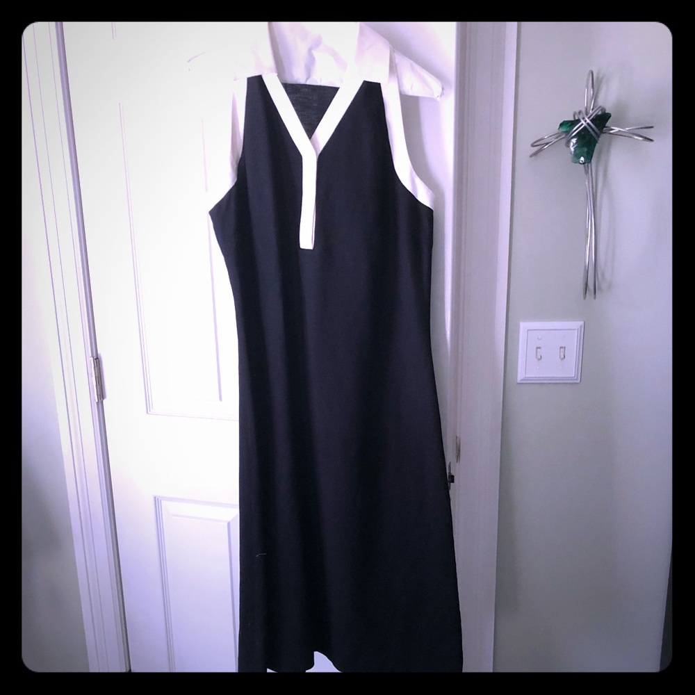 Black/white linen halter dress- size 10